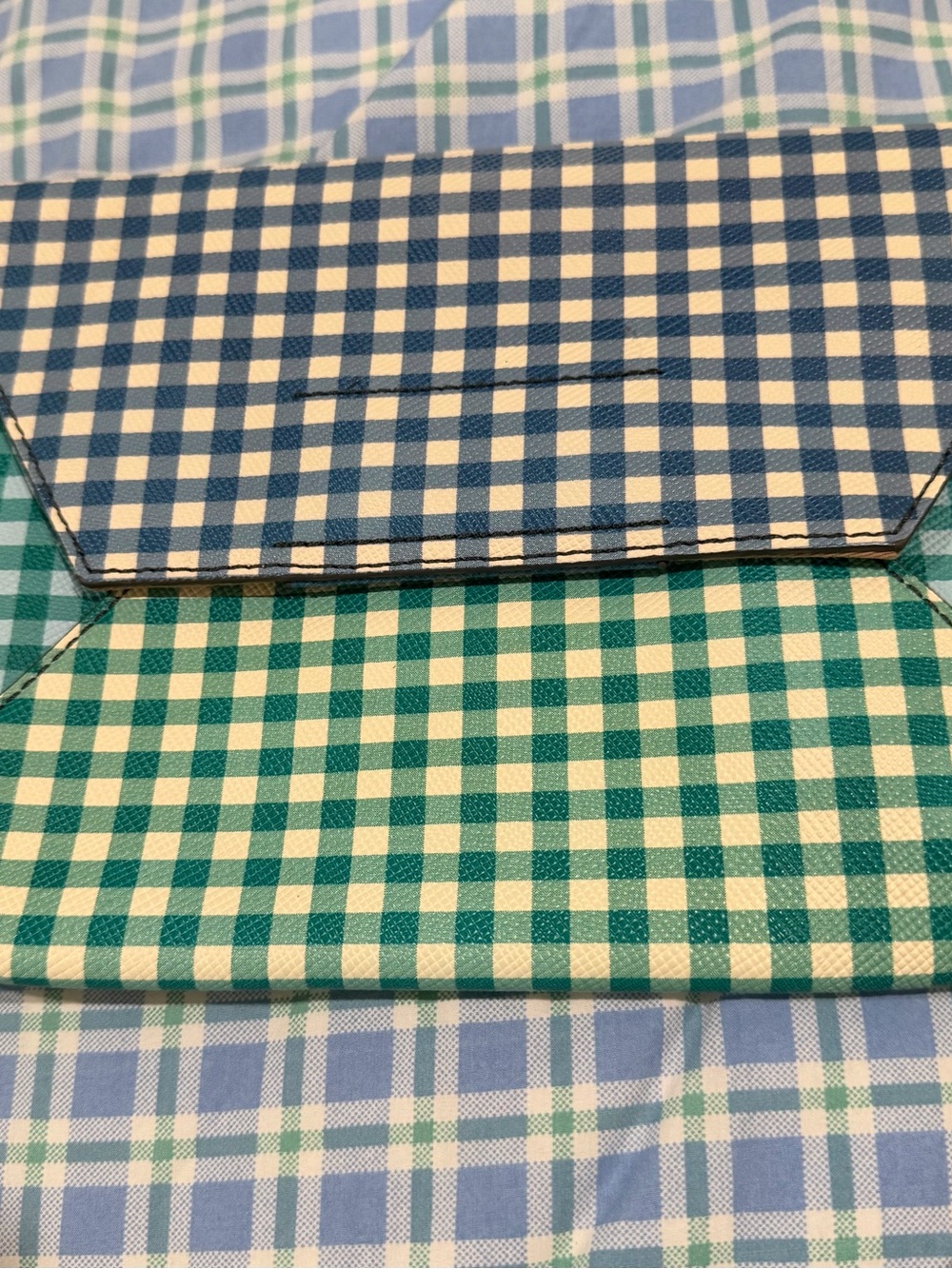 J. Crew Gingham Envelope Clutch Bag in Blue and Green